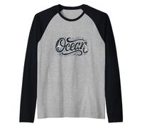 Hand-Lettered Ocean Coastal Typography with Nautical Raglan Baseball Tee