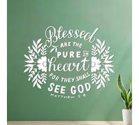 Hand Lettering Blessed are the Pure Heart Wall Decals Paster Paper 40x51cm Can Modify and add Information White