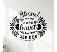 Hand Lettering Blessed are the Pure Heart Wall Decals Paster Paper 40x51cm Waterproof Black