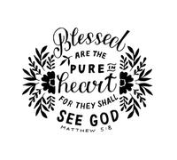 Hand Lettering Blessed are The Pure Heart Wall Decals Paster Paper 40x51cm Waterproof Black