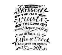 Hand Lettering Blessed Man who Trusts in Lord Fine Carving Stickers 41x50.2cm Personalized Customization Black