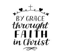 Hand Lettering by Grace throught Faith in Christ Wall Decals Paster Paper 41x50.3cm Art Decoration Black