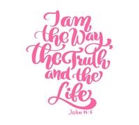 Hand Lettering i am The Way Truth and Life John 14 6 Fine Carving Stickers 41x49.3cm Multi Color Selection Pink