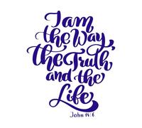 Hand Lettering i am The Way Truth and Life John 14 6 Wall Decals Paster Paper 65.6x78.9cm Store Decoration DarkBlue