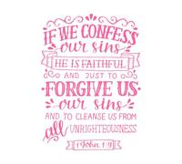 Hand Lettering if we cofess Our sins he Wall Decals Paster Paper 57.6x78.7cm Removable Without Leaving Glue Pink