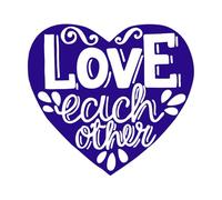 Hand Lettering Love Each Other on Heart Fine Carving Stickers 54.6x59.9cm Wall beautification DarkBlue