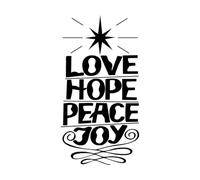 Hand Lettering Love Hope Peace Joy with Star Fine Carving Stickers 34x64.9cm Tattoo Culture Black