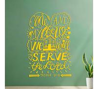 Hand Lettering me and My House we Will Serve Wall Decals It Won't Fall Off 35x50.4cm Yellow