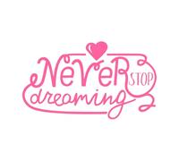 Hand Lettering Never Stop Dreaming with Heart Wall Decals Paster Paper 54.4x93.6cm It Won't Fall Off Pink