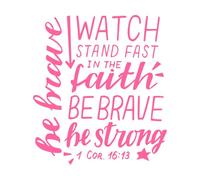 Hand Lettering Watch Stand Fast in Faith Fine Carving Stickers 42x47.1cm Window Decals Pink
