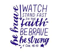 Hand Lettering Watch Stand Fast in Faith Fine Carving Stickers 54.6x61.2cm Easy Installation DarkBlue