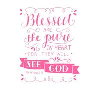 Hand Lettering with Bible Verse Blessed Fine Carving Stickers 65.6x81.8cm Equipped with Transfer Film kit Pink