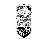 Hand Lettering with Bible Verse Delight Yourself Wall Decals Paster Paper 48x105cm It Won't Fall Off Black
