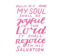 Hand Lettering with Bible Verse My Soul Shall Fine Carving Stickers 50.4x76.2cm Self Adhesive Pink