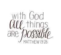 Hand Lettering with god All Things are Possible Wall Decals Paster Paper 57.6x81.4cm It Won't Fall Off Coffee