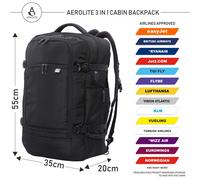 Aerolite Large 39L 3-in-1 Travel Backpack 55x35x20cm, Fits 17in Laptop
