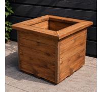 Charles Taylor Trading Hand Made Chunky Rustic Wooden Garden Large Square Planter