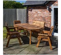 Hand Made 6 Seater Chunky Rustic Wooden Garden Furniture Table and Chairs Set