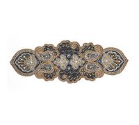 Hand Made Beaded Table Runner 13x36 Inch in Mini Paisley Design Charcoal Silver Gold Colors,Produced by Skilled Village Artisans in India - A Beautiful Complements to Dinner