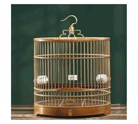 Hand-made Bird Cage With Hooks,Chinese Style Bamboo Bird Flight Cage With Stand Poles For Small Birds For Travel Home-Brown decor