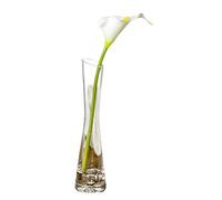 Hand-Made Blown Art Bud Glass Vase Empty Refillable Clear Small Glass Vase Glass Flower Vase Heavy Base Single Stem Flower Drop Vase for Flower and Office Bud Home Wedding Decor (25cm-Oblique Mouth)