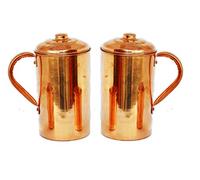 Hand Made Copper 2 Pitcher Jugs Set for Storing Drinking Water Ayurveda