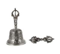 Hand Made Copper Vajra Bell for Buddhism, Silver Large Retro
