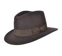 Hand Made Crushable Felt Fedora HAT 100% Wool Elegant Gents HAT with Wide Band Indiana Style (Brown, XLarge 61 cm)