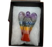 Hand Made Crystal Healing Gemstone Large Guardian Angel, Reiki Powers, 80mm to 85mm(Approx 3"), Hand Carved Angel (Seven Chakra)