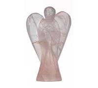 Hand Made Crystal Healing Gemstone Large Guardian Angel, Reiki Powers, 80mm to 85mm(Approx 3"), Hand Carved Angel (Rose Quartz)