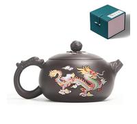 Hand-made Dragon and Phoenix Color-changing Purple Clay Teapot，Zisha Tea Pot Chinese Kung Fu Tea Set Tea Lover‘s Gift Large Capacity Teapot(17.6 oz)
