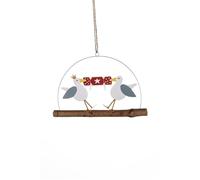 Hand made Funny Shoeless Joe Christmas Tree Hanging decoration. 2 Seagulls pulling a christmas cracker. Quirky