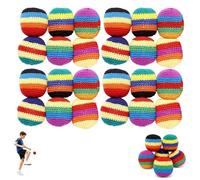 Hand-Made Knitted Footbag Sack, Multicolored Geometric Pattern, Boost Coordination & Fun, Juggling Balls for Beginners & Outdoor Fun (6/12/24 Pack) (A-24pcs)