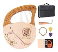 Hand Made Lap Harp, Lyre Harp 24 Metal String Lye Harp Instrument Saddle Mahogany Strings Tuning Wrench and Instruction Guide for Adults Kids and Beginners