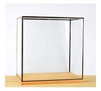 Hand Made Large Glass and Black Metal Frame Display Showcase Box With Wooden Base 42 cm