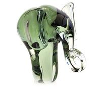 Hand Made Recycled Glass Elephant Sculpture Trunk Down [O1-ATDO]
