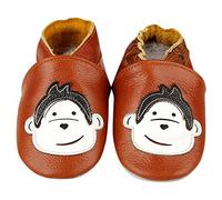 Hand Made Soft Leather Baby Shoes with Suede Soles Monkey 0-6 Months 6-12 Months 12-18 Months BOY Girl Cute Booties PRAM Shoes Newborn First Shoes (6-12 Months)