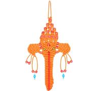 Hand Made Wall Decor Hanging Hand woven work Traditional Thread Art for Home Office Decor and Gifting (Orange Ganesh)