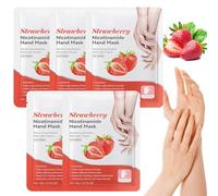 Hand Masks, 5 Pairs Of Moisturising Gloves, Hand Care For Dry Ageing Cracked Hands For Women And Men, Exfoliating Hand Masks With Strawberry Extract