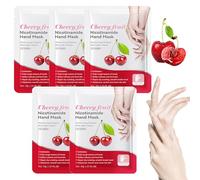 Hand Masks, 5 Pairs Of Moisturising Gloves, Hand Care For Dry Ageing Cracked Hands For Women And Men, Exfoliating Hand Masks With Cherry Extract