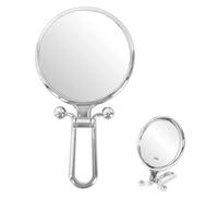 Hand Mirror 10X/1X Magnifying Double Sided Travel With Handle - Portable Foldable Compact Makeup Mirror (Silver)
