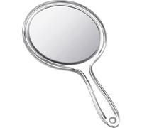 Hand mirror double-sided 1X/2X magnifying glass with handle (transparent)