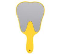 Hand Mirror with Magnifier 9.8x5.1inch Yellow Cute Plastic Handle Fashionable Useful Dental Care Tool