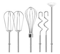 Hand Mixer Attachments Beater, Whisk, Blending Rod and Dough Hooks, Stainless Steel Hand Mixer Accessories Compatible with Kitchenaid Hand Mixers KHM3 KHM5 KHM7 KHM9, Set of 6