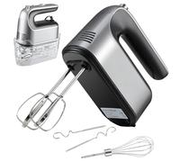 Hand Mixer Electric Whisk, Food Kitchen Mixer, 5 Self Control Speed with Turbo Button, Electric Whisk with Storage Case, 5 Stainless Steel Accessories for Baking, Dough, Bread, Eggs, Cream (Silver)