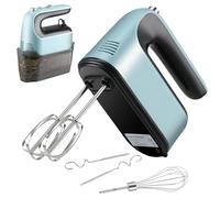 Hand Mixer Electric Whisk, Food Kitchen Mixer, 5 Self Control Speed with Turbo Button, Electric Whisk with Storage Case, 5 Stainless Steel Accessories for Baking, Dough, Bread, Eggs, Cream (Blue)