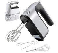 Hand Mixer Electric Whisk, Food Kitchen Mixer, 5 Self Control Speed with Turbo Button, Electric Whisk with Storage Case, 5 Stainless Steel Accessories for Baking, Dough, Bread, Eggs, Cream (White)
