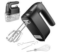 Hand Mixer Electric Whisk, Food Kitchen Mixer, 5 Self Control Speed with Turbo Button, Electric Whisk with Storage Case, 5 Stainless Steel Accessories for Baking, Dough, Bread, Eggs, Cream (Black)
