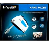HAND MIXER WITH 7 SPEED WITH 2 DOUGH HOOKS 100W KITCHEN APPLIANCE INFAPOWER X101