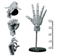 Hand Model 1:1 Articulated Mannequin Hand Moveable Joint 16x8in Manikin with Base DIY PVC ABS Model for Drawing, Painting, Sketching, Grey